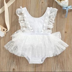 First Birthday / Cake Smash Bohemian Lace White Romper Dress